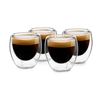 GLASWERK Verre double paroi à tasse expresso (4 x 70 ml) tasse a cafe design - Tasses à expresso, tasse double paroi, mug transparent, tasse à expresso lavable au lave vaisselle bob, tasse a cafe