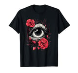 Gothic Eyeball and Blood Roses Goth Dark Aesthetic T-Shirt