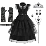 Girls Wednesday Dress - Addams Family Halloween Costume for Kids' Cosplay