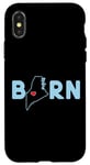 Coque pour iPhone X/XS Born in State of Maine with Maine in the word Born