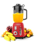 Cecotec Blender Mixeur Retro Power Black Titanium RetroRed. Puissance Maximale de 1200 W, 2 Vitesses, 4 Lames Revêtues de Titane Noir et un Récipient de 1,5 L, Design Verni Rouge