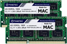 8 Go Kit(2X4 Go)Compatible Pour Apple Ddr3L 1600 Mhz Pour Mac Book Pro(Début/Fin 2011,Mi 2012),Imac(Mi 2011,Fin 2012,Début/Fin2013,Fin 2014,Mi 2015),Mac Mini(Mi 2011,Fin 2012)Ram Mac