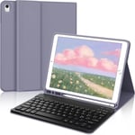 Clavier Ipad 9 Génération, Ipad 10,2"" Étui Clavier, Coque Ipad 9 Génération Avec Clavier Pour Ipad 9/8a/7ème Génération, Slim Smart Cover & Mini Bluetooth Clavier Pour Ipad, Lavande