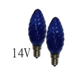 Blå vriden glödlampa kronljus E14 4W 14V 2-pack