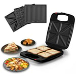 DMD | 3-In-1 4 Slice Sandwich Toastie Maker with Grill, Waffle Plates Non-Stick