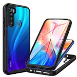 CENHUFO Coque Xiaomi Redmi Note 8 2021/2019, Antichoc Housse avec Protection écran, 360° Protégé Téléphone Etui Double Face Case Transparent Portable Intégrale Coque pour Redmi Note 8 2021 - Noir