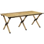 Outsunny - Table de camping pique-nique pliable - plateau enroulable - acier alu aspect bois naturel