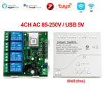 Tuya Zigbee Smart Switch Tech,WiFi Quotes,Rail DIN RF433,Télécommande nous-mêmes avec Alexa,Google,airies Zigbee,1 canal,2/4 canaux - Type 4CH 85-250V Zigbee