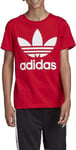 Adidas Trefoil Tee T-Shirt - Scarlet/White, 910Y