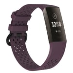 Fitbit Charge 3 sportigt ihåligt mjukt silikonplast armband med klassiskt lås, Storlek L - Violett