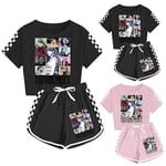 7-14 år gamla flickors Taylor Swift avslappnade T-shirt toppar shorts set pyjamas hem kläder sportkläder kostymer kläder pink 160cm