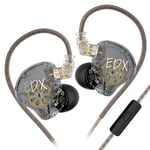 KZ EDX Lite Écouteur HiFi, Unité de Pilote Dynamique Super-linéaire Moniteur Intra-Auriculaire IEM avec Câble Amovible OFC Microphone Haute Définition pour Pop, ACG, Live (Gris, avec Micro)