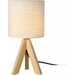 Lampe de bureau table liseuse trépied bois lin 37,5 cm beige bois naturel