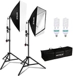 Kit d'éclairage Softbox, photographie avec ampoule 150 W 5500 K lumière du jour et douille E27, lampe de studio pour portrait de mode, photographie de produit, prise de vue vidéo, diffusion