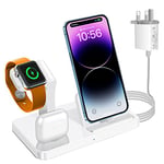 Charging Station 3 in 1 Charger Stand compatible with Apple Watch 10/Ultra 2/Ultra/9/SE 2/8/7/SE/6/5/4/3/2,iPhone Charging Dock for airpod3/2/1, iPhone 14/13/12/11/X XS Max XR 8 7 Plus 6 6S 5 Series