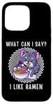 Coque pour iPhone 15 Pro Max Mignon chat kawaii chaton What Can i Say I Like Ramen Nouilles