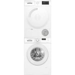 Bosch WGE02200SN Serie 2 -pyykinpesukone ja Bosch WTH830L5SN Serie 4 -kuivausrumpu