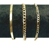 Armband Guldfärgat 3-pack Ormlänk, Pansarlänk, Figarolänk