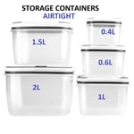 5PCS Set Air Tight Containers Plastic Food Storage Lunch Box BPA Free Reusable