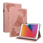 Apple iPad 10.2 9th Gen (2021) Fodral med fjärilar, Rosa