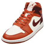 Nike Air Jordan 1 Mid Womens Fashion Trainers in White Brown - 8.5 UK