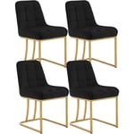 Lot de 4 Chaises Salle à Manger en Velours WOLTU, Chaise Cuisine , Chaise Salon, Chaise Coiffeuse , 38 x 39 x 84 cm, Noir