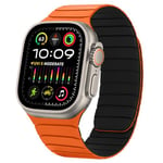 Tasikar Magnétique Bracelets Compatible avec Apple Watch 49mm 46mm 45mm 44mm 42mm Silicone Souple Remplacement Bracelet à Boucle Compatible avec iWatch Ultra SE Series10 9 8 7 6 5 4 3, Orange-Noir