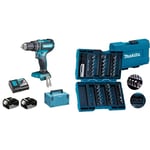 Perceuse à percussion 18V LXT (2x5.0 Ah) en MAKPAC - MAKITA DHP485RTJ & B-28606 Assortiment d'embouts 37 pieces