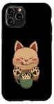 Coque pour iPhone 11 Pro Kawaii Kitty Latte Little Mouse Tasse à café Motif chat