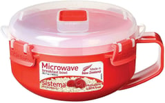 Breakfast Bowl Microwave 850 ml Red Clear BPA Free Easy Locking Sistema KLIP IT