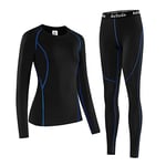 Acfoda Ensemble sous Vetement Thermique Femme Hiver Léger Running Pantalon de Ski Respirant Base Layer Chaud Manches Longues Noir 42