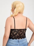 Plus-koon kukkainen pitsi kampasimpukkaviiraus Bralette Frenchy Wireless Alusvaatteet·musta·3XL