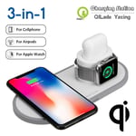 QILade Yzcing Wireless Charging Pad - 3 in 1 Wireless Charging Station - 10W Qi Fast Wireless Charger Stand Compatible with Apple Watch Series 1/2/3/4 Airpods IPhone Samsung