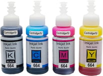 664 Encre Compatible avec Epson 664 (T6641 T6642 T6643 T6644) Cartouches d'encre Multipack, pour EcoTank ET-2500 ET-2550 ET-2600 ET-2650 ET-3600 ET-4500 ET-4550 ET-14000