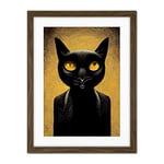 Doppelganger33 LTD Black Cat Le Chat Noir Modern Mustard Artwork Framed Wall Art Print 18X24 Inch