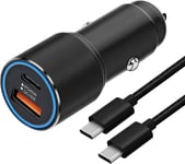 63w Chargeur Voiture (45w Usb C & Usb A 18w) Et Cable Pour Samsung Galaxy S24 Plus Ultra/S23 Fe A25 5g A55 A15 A05s A35 A16 Iphone 15/15 Pro/16 Pro Xiaomi 14 13 12, Note,Rapide Allume Cigare[L51]