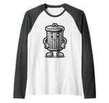 Garbage Trash Can Cartoon Character Design Raglan Baseball Tee