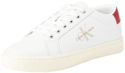 Calvin Klein Jeans Men Cupsole Trainers with Logo, White (Bright White/Creamy White/Garnet), 42