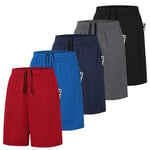 ZENGVEE - Lot de 5 Shorts de Course à Pied pour Homme Short Respirant à Séchage Rapide avec Pochette Sportswear Short de Tennis pour Homme Short de Sport（0904-Red-M）