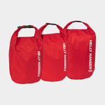 Helly Hansen Drybag set / vattentäta packpåsar Light Alert Red, 70D, 3/7/12 liter, 3-pack