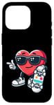 Coque pour iPhone 16 Pro Skateboard patineur coeur Saint-Valentin