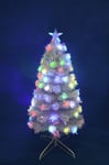 Pre Lit Christmas Tree Xmas Fibre Optic LED Lights Star 4ft White Decorations