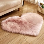 Litzee - 40 x 50 cm / 15,7 x 19,6 pouces petit coeur forme faux tapis en peau de mouton doux long en peluche moelleux shaggy tapis tapis tapis