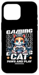 Coque pour iPhone 16 Pro Max Paws And Play Jeu vidéo chat pour hommes, garçons, femmes, enfants