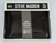 STEVE MADDEN MENS BROWN SLIMFOLD LEATHER BIFOLD  WALLET IN GIFT BOX RFID