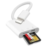 [Apple MFi Certified] Lecteur de Carte SD pour iPhone iPad, 3 en 1 Lightning Adaptateur Carte SD pour Micro SD/SD/Chargement simultané, Adaptateur de Carte mémoire Caméra