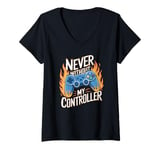 Womens Never Without My Controller Retrogaming Video Game Gift V-Neck T-Shirt