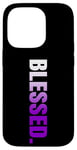 Coque pour iPhone 14 Pro Purple Blessed. Graphique vertical en couleur violette