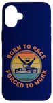 Coque pour iPhone 16 Plus Born To Race Kart Forcé de travailler Rétro Vintage Kart Racing