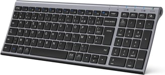 Clavier sans Fil Bluetooth,Clavier sans Fil Multi-dispositifs avec 3 Canal Bluetooth,AZERTY Français,USB-C,Ultra-Mince,pour Apple MacOS,iOS,Android,PC